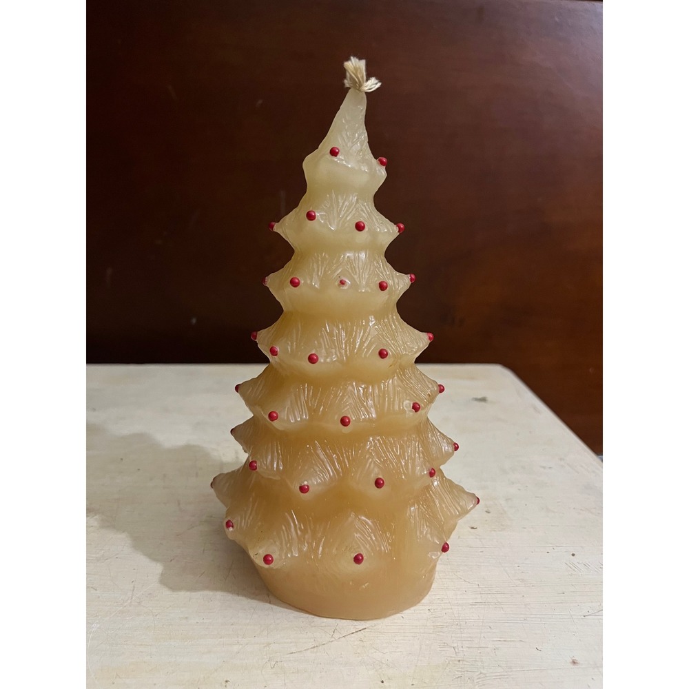 Christmas Tree Candle Amber Red‎ Ornaments Festive Holiday Home Decor Scented